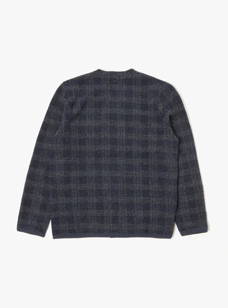 UNIVERSAL WORKS CARDIGAN IN NAVY SWARM FLEECE in NAVY SWARM FLEECE — view 3