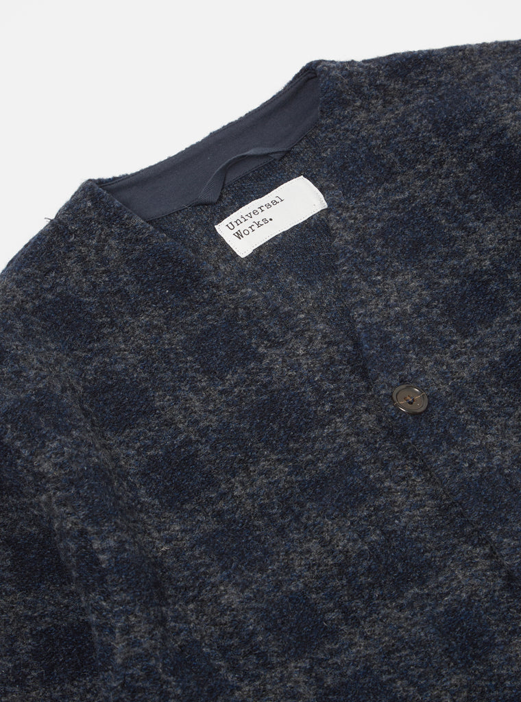 UNIVERSAL WORKS CARDIGAN IN NAVY SWARM FLEECE in NAVY SWARM FLEECE — view 4