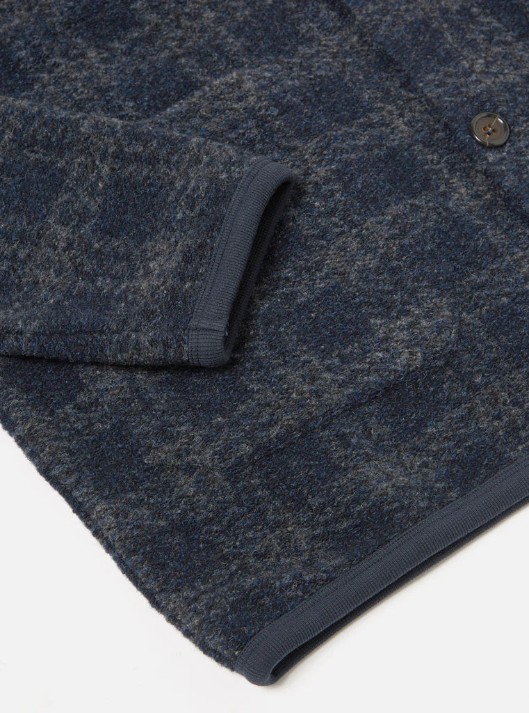 UNIVERSAL WORKS CARDIGAN IN NAVY SWARM FLEECE in NAVY SWARM FLEECE — view 6
