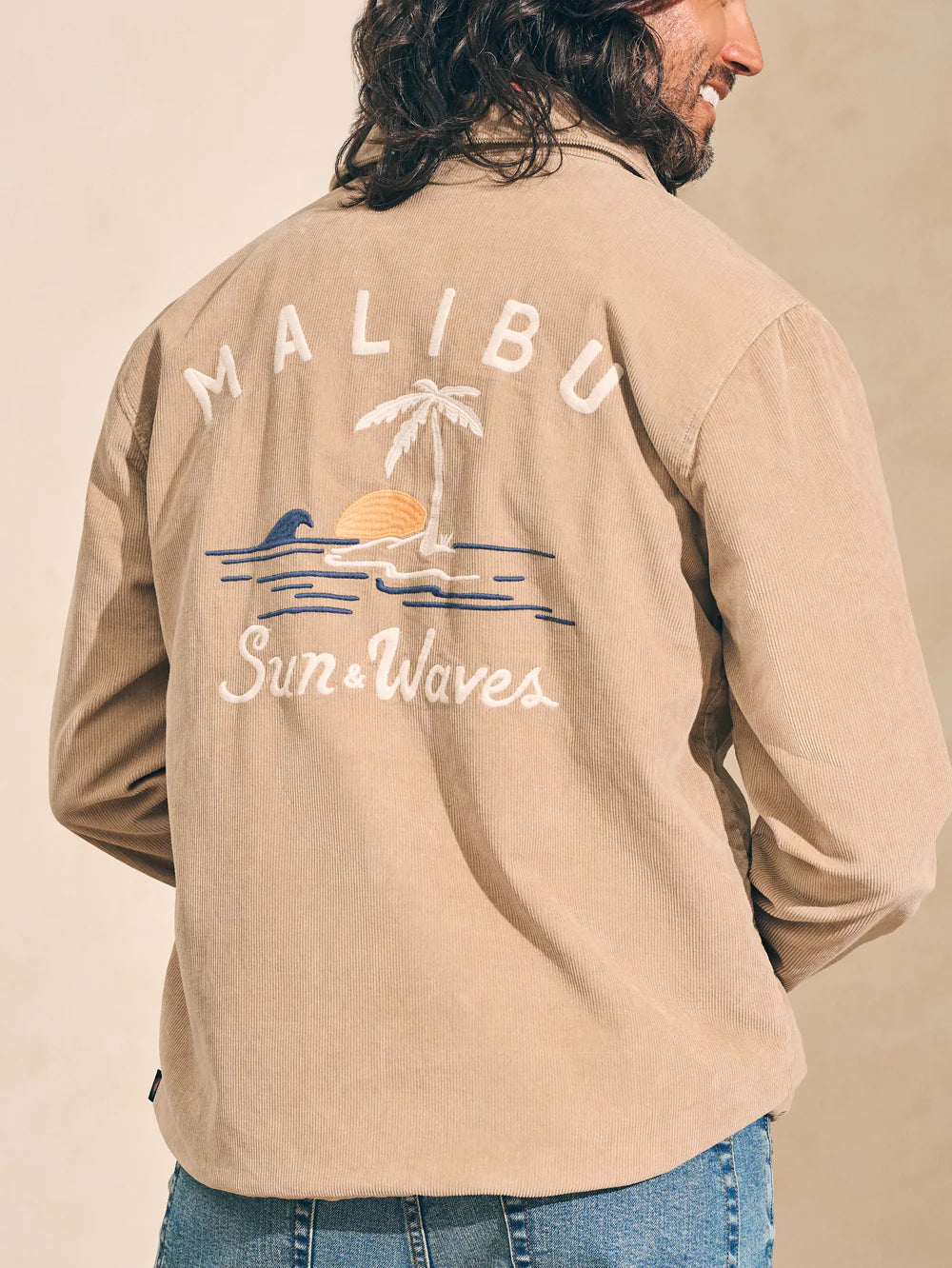 FAHERTY CORDUROY COACHES JACKET IN PEBBLE BEACH in PEBBLE BEACH — view 2