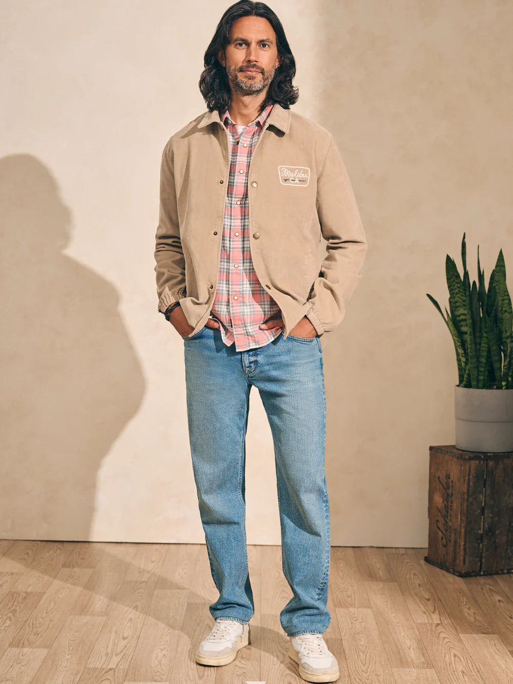 FAHERTY CORDUROY COACHES JACKET IN PEBBLE BEACH in PEBBLE BEACH — main product view