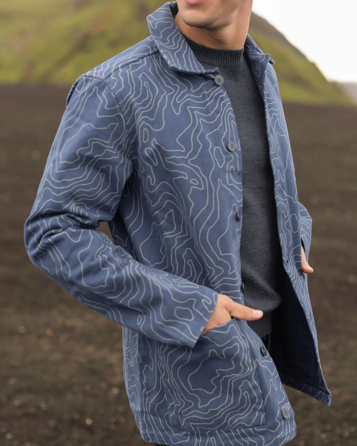 ALEX CRANE CANVAS KITE JACKET IN RIVER MAP in RIVER MAP — view 2