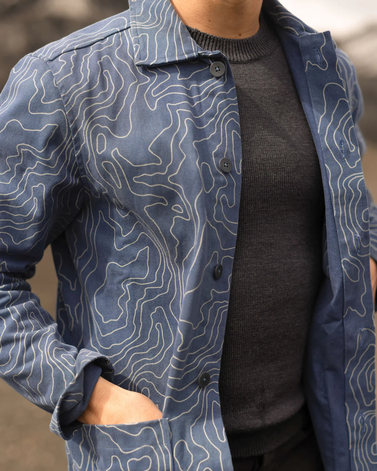 ALEX CRANE CANVAS KITE JACKET IN RIVER MAP in RIVER MAP — view 4