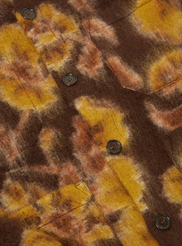 UNIVERSAL WORKS CARDIGAN IN BROWN FLOWER FLEECE in BROWN FLOWER FLEECE — view 5