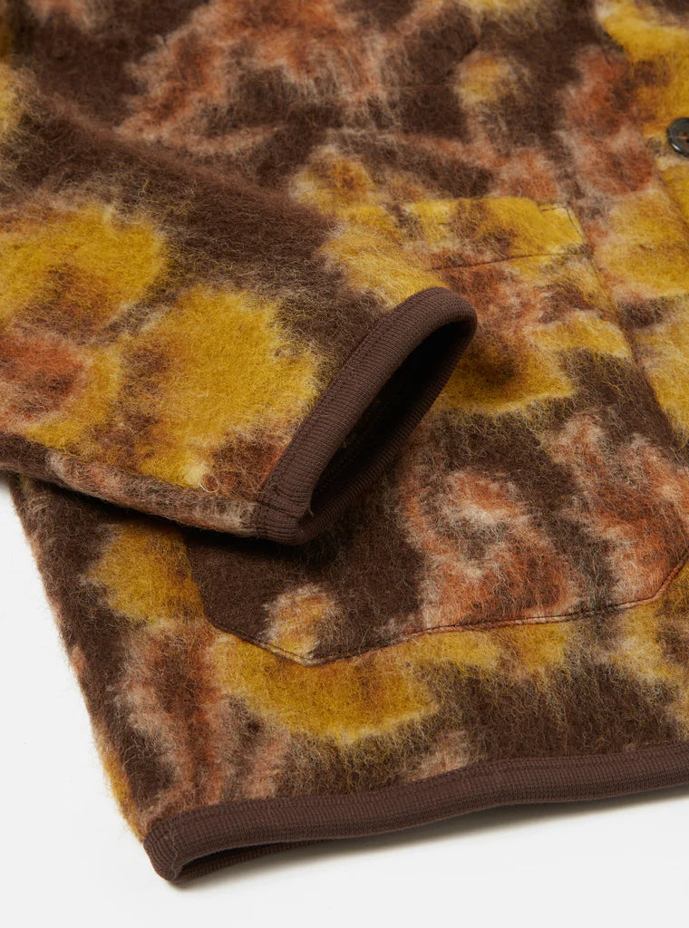 UNIVERSAL WORKS CARDIGAN IN BROWN FLOWER FLEECE in BROWN FLOWER FLEECE — view 6