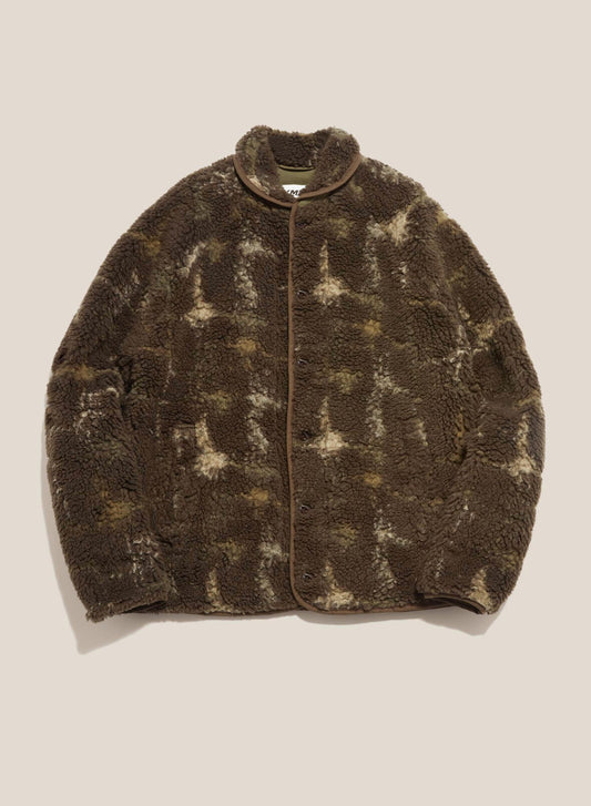 YMC BEACH JACQUARD FLEECE JACKET IN BROWN MULTI