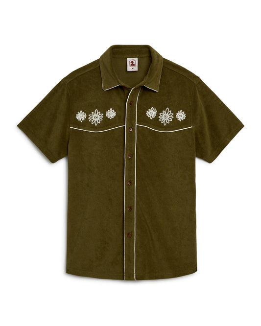 DANDY DEL MAR THE GAUCHO TERRY CLOTH SHIRT IN ARBEQUINA