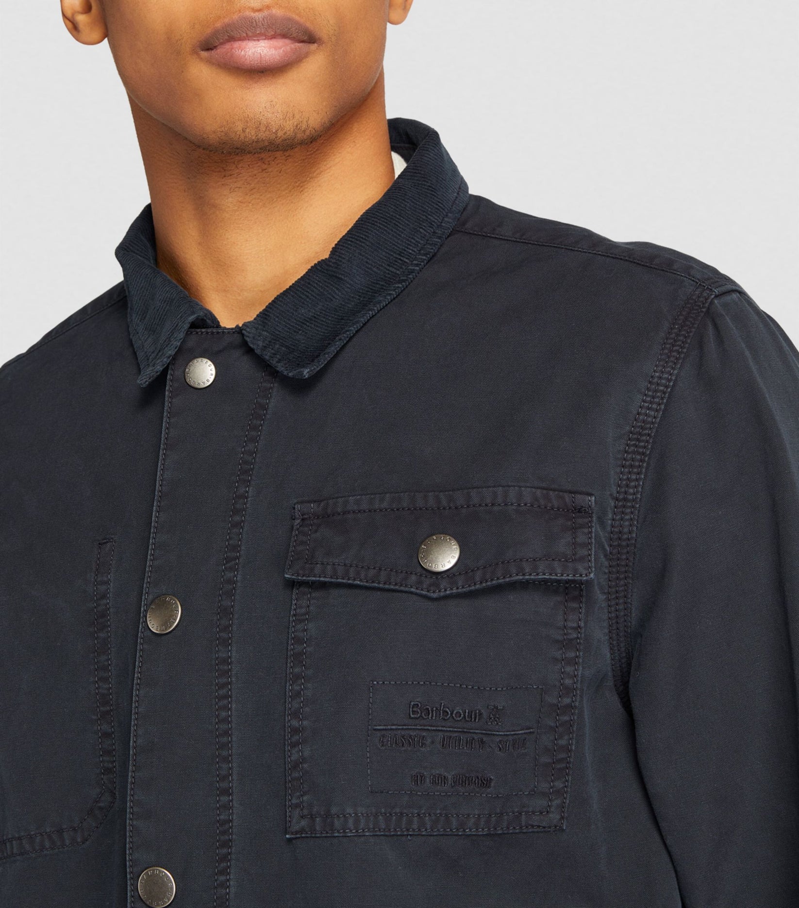 BARBOUR COTTON GRINDLE OVERSHIRT IN NAVY in NAVY — view 5