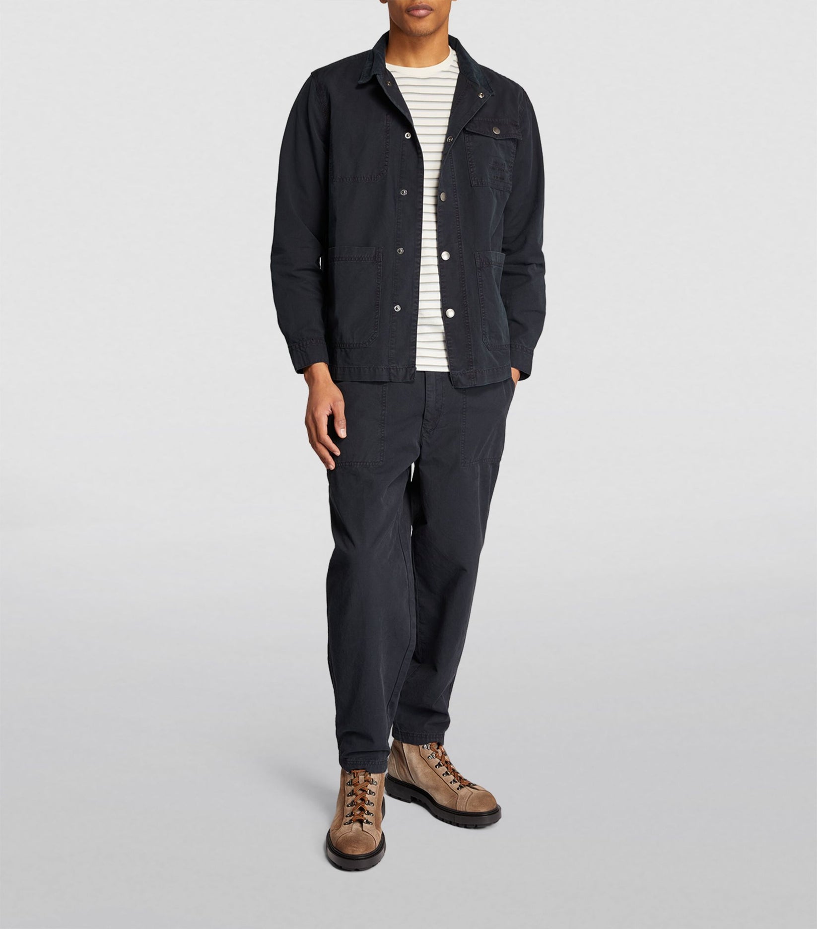 BARBOUR COTTON GRINDLE OVERSHIRT IN NAVY in NAVY — view 2