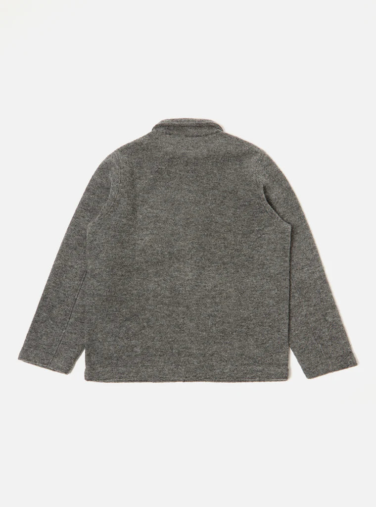 UNIVERSAL WORKS FIELD JACKET IN GRAY MARL WOOL FLEECE in GRAY MARL WOOL FLEECE — view 2