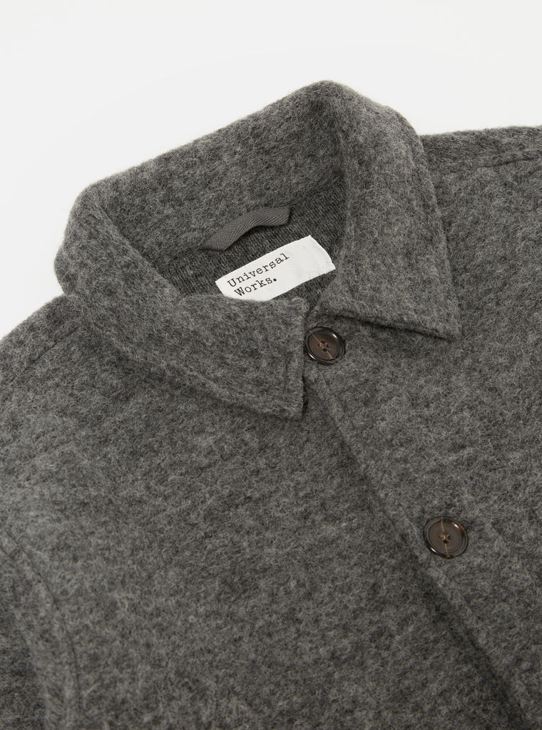 UNIVERSAL WORKS FIELD JACKET IN GRAY MARL WOOL FLEECE