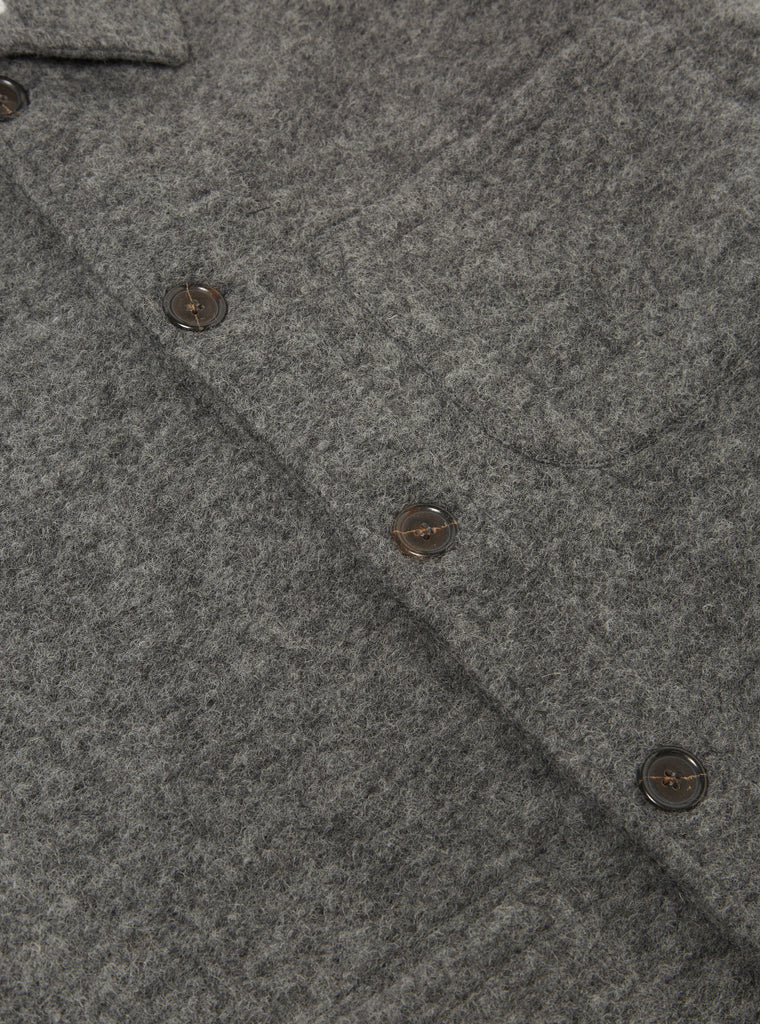 UNIVERSAL WORKS FIELD JACKET IN GRAY MARL WOOL FLEECE in GRAY MARL WOOL FLEECE — view 4