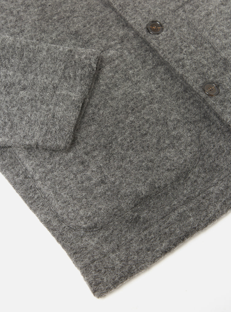 UNIVERSAL WORKS FIELD JACKET IN GRAY MARL WOOL FLEECE in GRAY MARL WOOL FLEECE — view 5