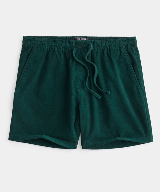 TODD SNYDER 5" CORDUROY WEEKEND SHORT IN BOTANICAL GREEN