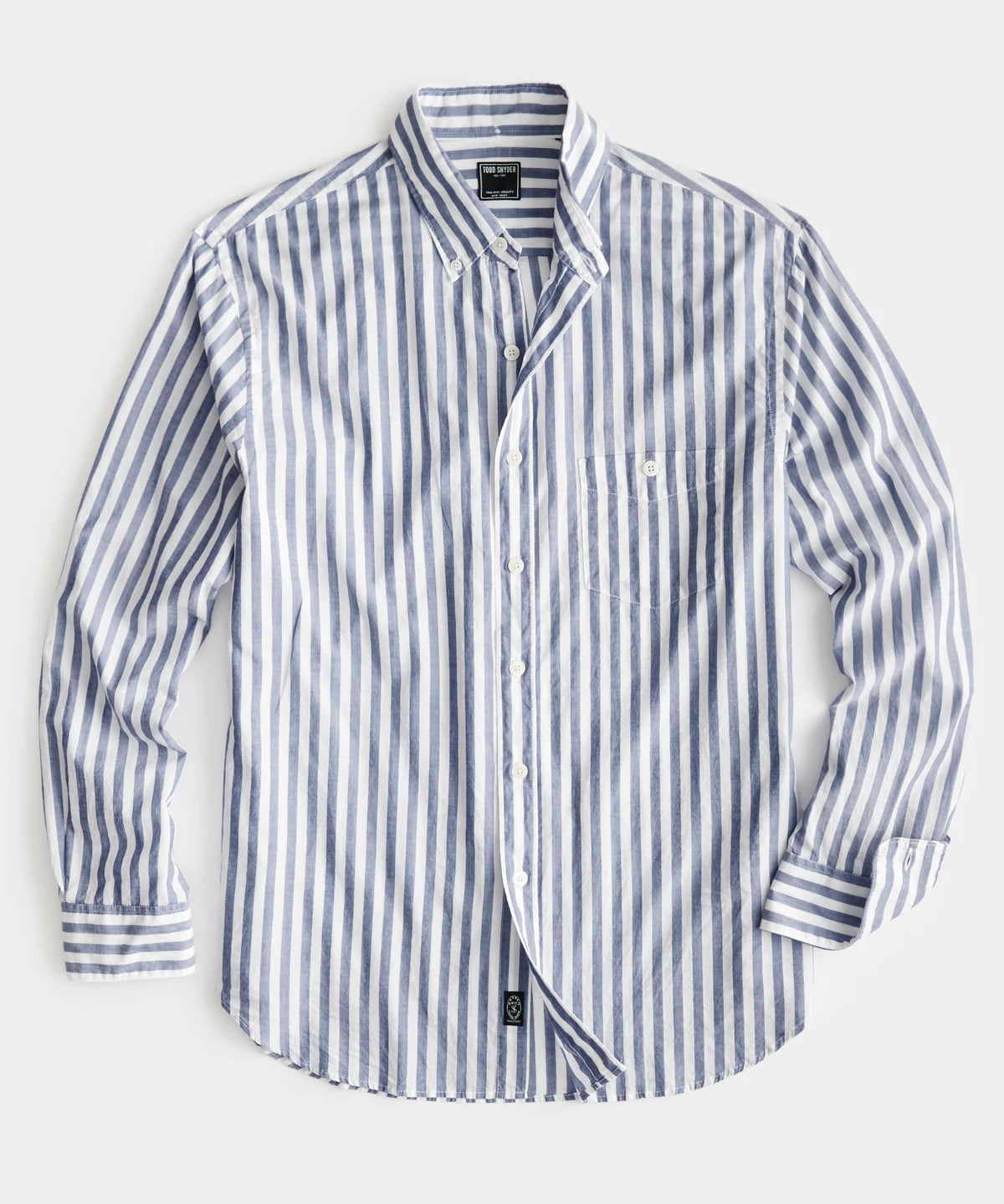 Todd Snyder - TODD SNYDER SLIM FIT SUMMERWEIGHT FAVORITE SHIRT IN BLUE STRIPE - Rent With Thred