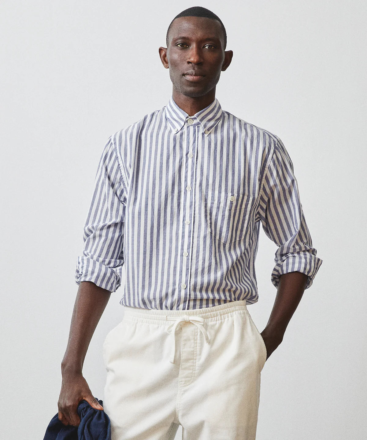 Todd Snyder - TODD SNYDER SLIM FIT SUMMERWEIGHT FAVORITE SHIRT IN BLUE STRIPE - Rent With Thred