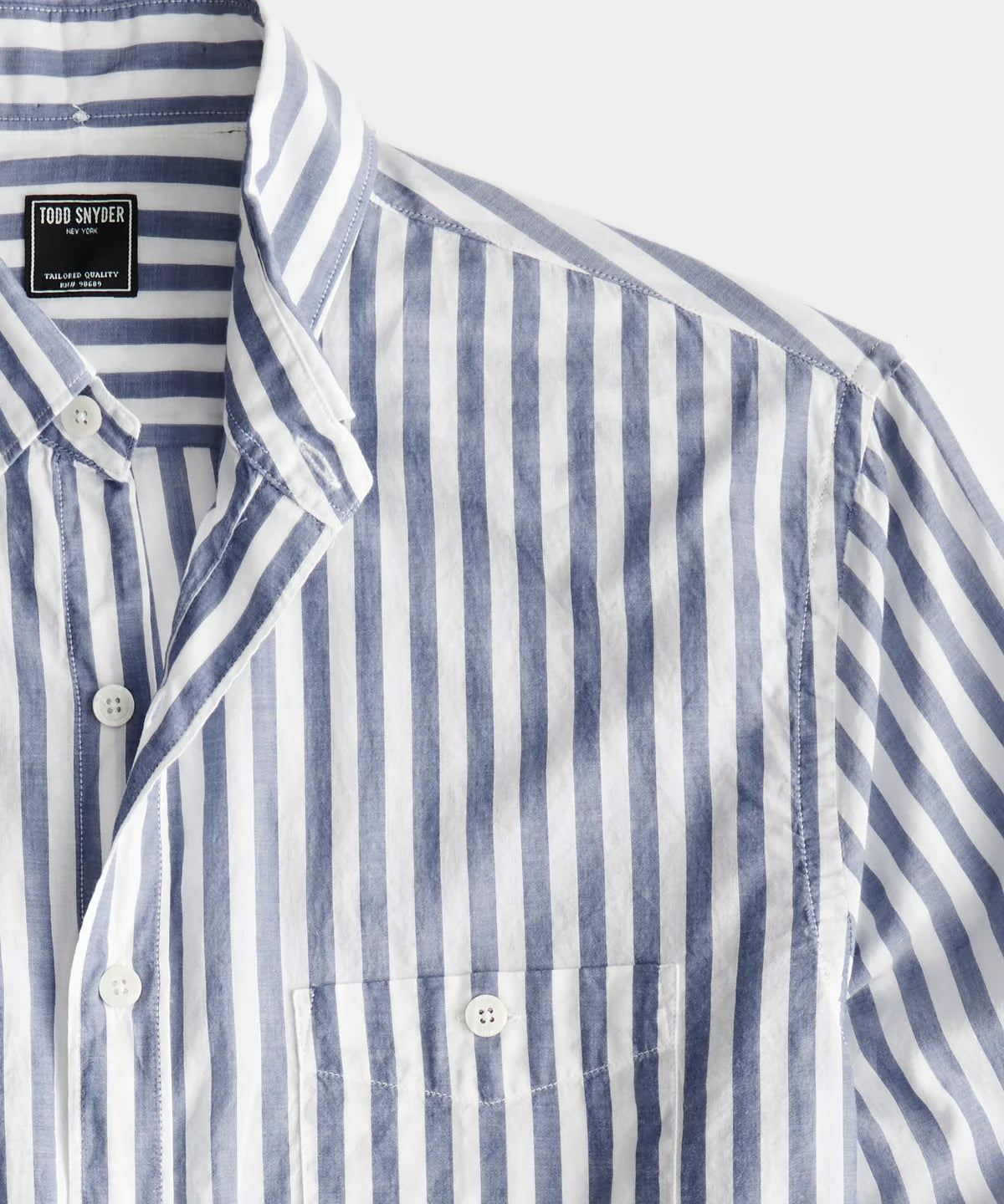 TODD SNYDER SLIM FIT SUMMERWEIGHT FAVORITE SHIRT IN BLUE STRIPE in BLUE STRIPE — view 3