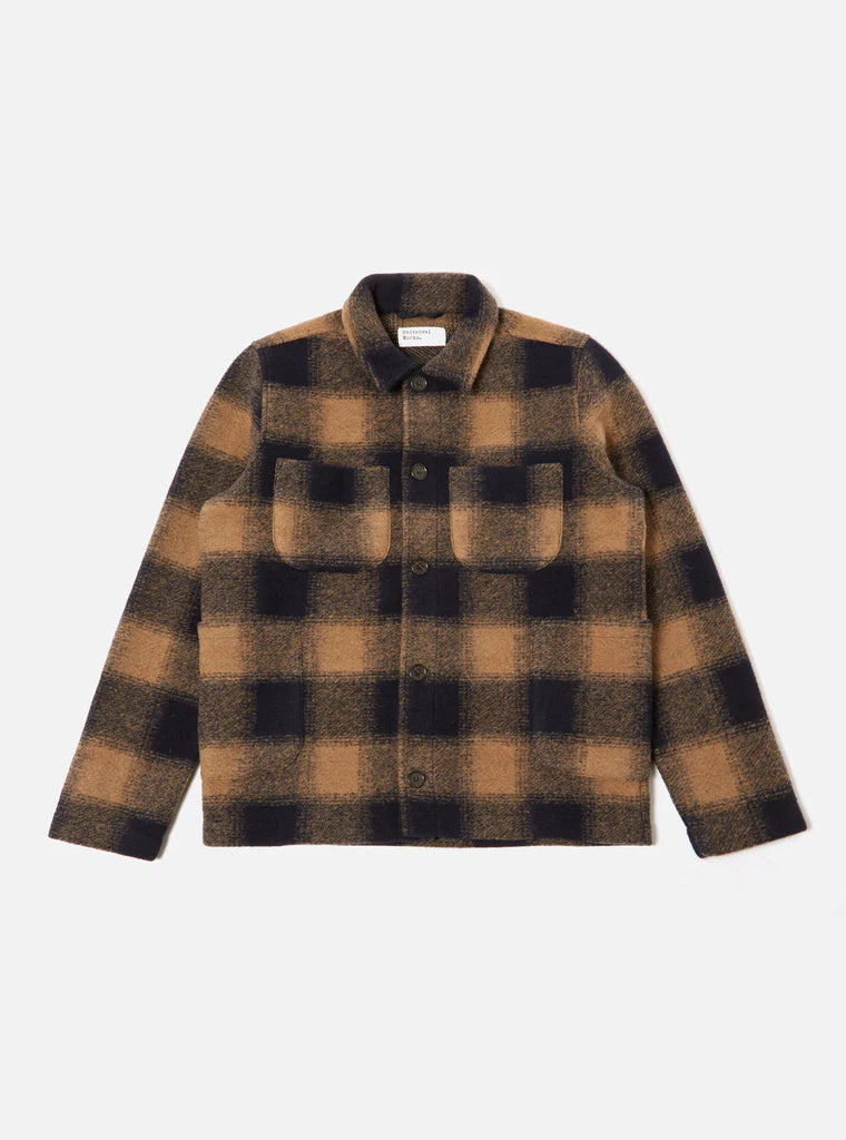 UNIVERSAL WORKS LUMBER JACKET IN NAVY MIX WOOL FLEECE in NAVY MIX WOOL FLEECE — main product view