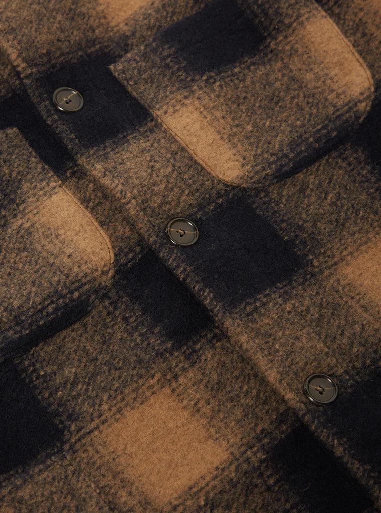 UNIVERSAL WORKS LUMBER JACKET IN NAVY MIX WOOL FLEECE in NAVY MIX WOOL FLEECE — view 4