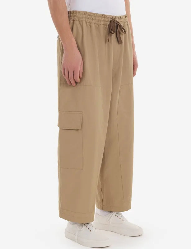 MAISON KITSUNÉ DRAWSTRING TROUSERS IN BEIGE in BEIGE — view 3