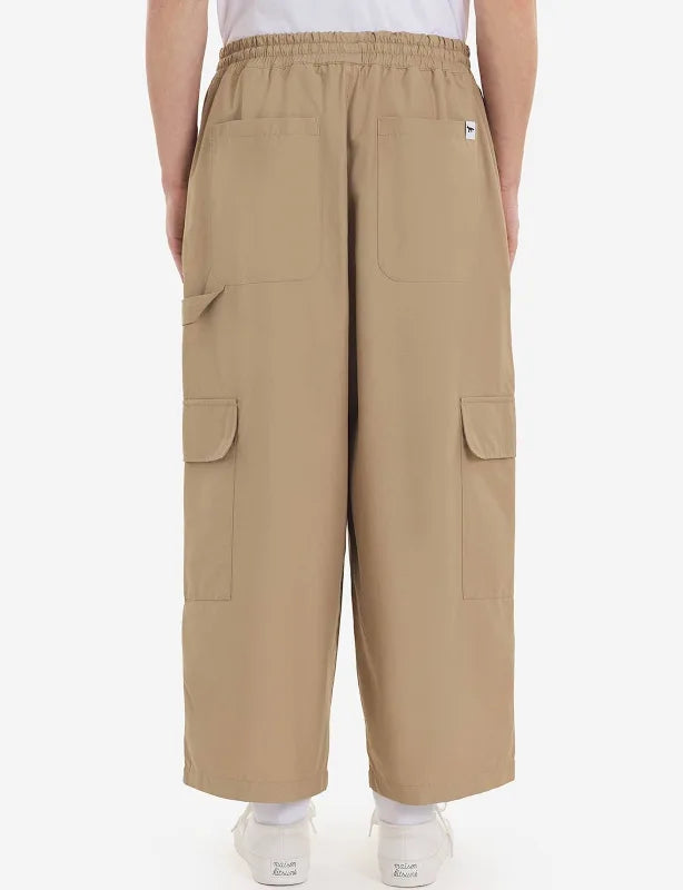 MAISON KITSUNÉ DRAWSTRING TROUSERS IN BEIGE in BEIGE — view 4