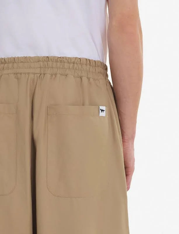 MAISON KITSUNÉ DRAWSTRING TROUSERS IN BEIGE in BEIGE — view 5