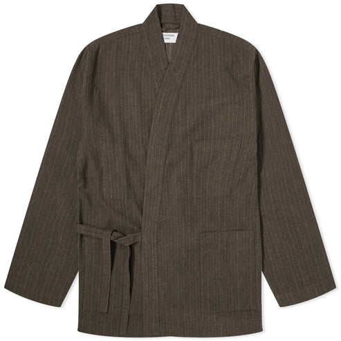 UNIVERSAL WORKS ITALIAN PINSTRIPE KYOTO WORK JACKET IN BROWN product view