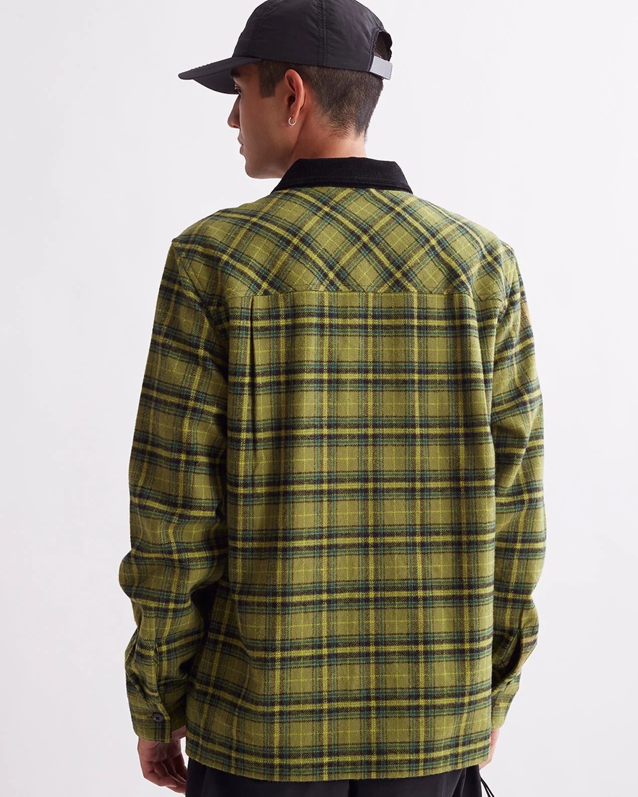 SATURDAYS NYC RYAN ZIP FRONT FLANNEL SHIRT IN MAYFLY in MAYFLY — view 5