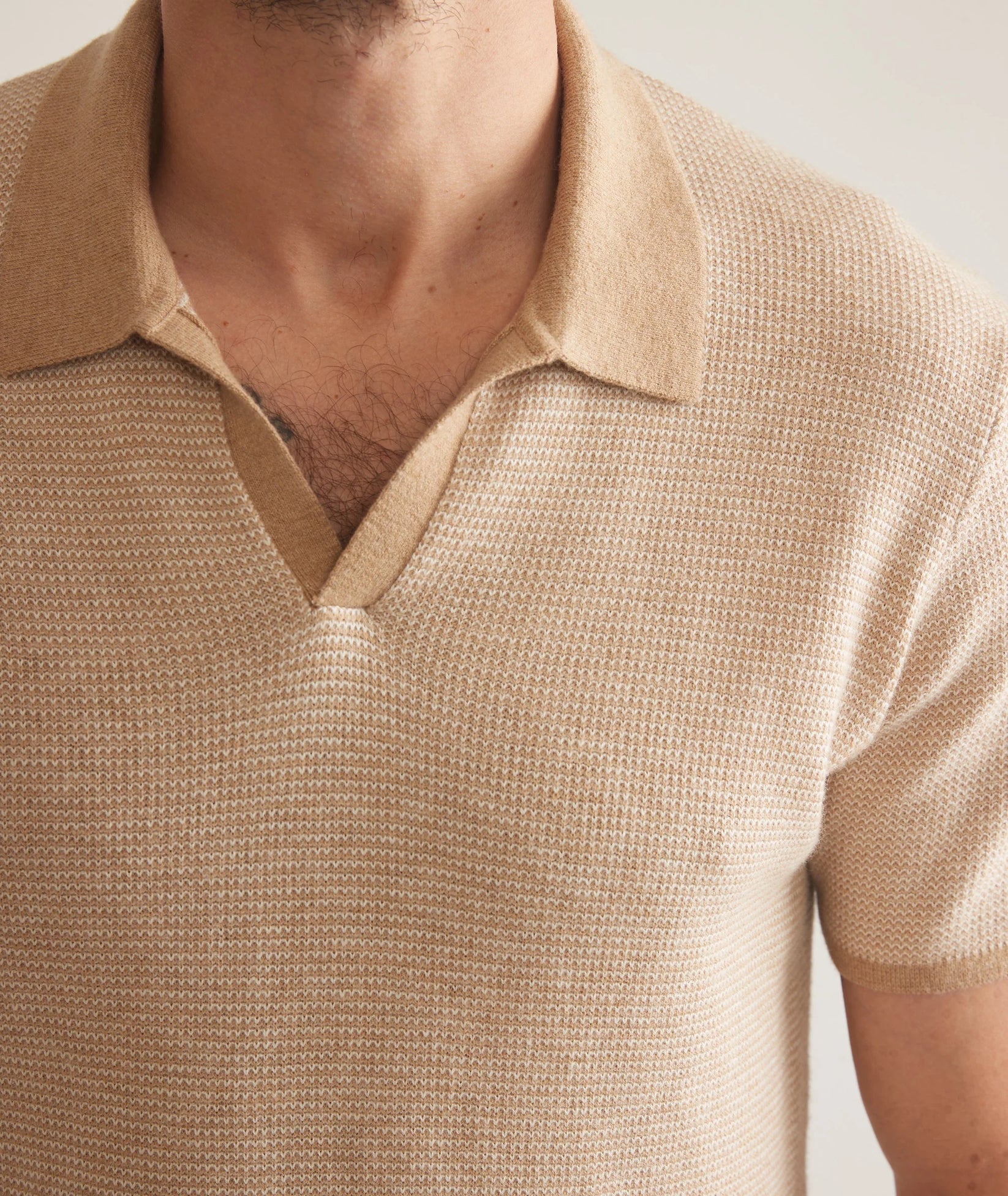 MARINE LAYER LIAM SWEATER POLO IN SABLE AND IVORY in SABLE AND IVORY — view 2