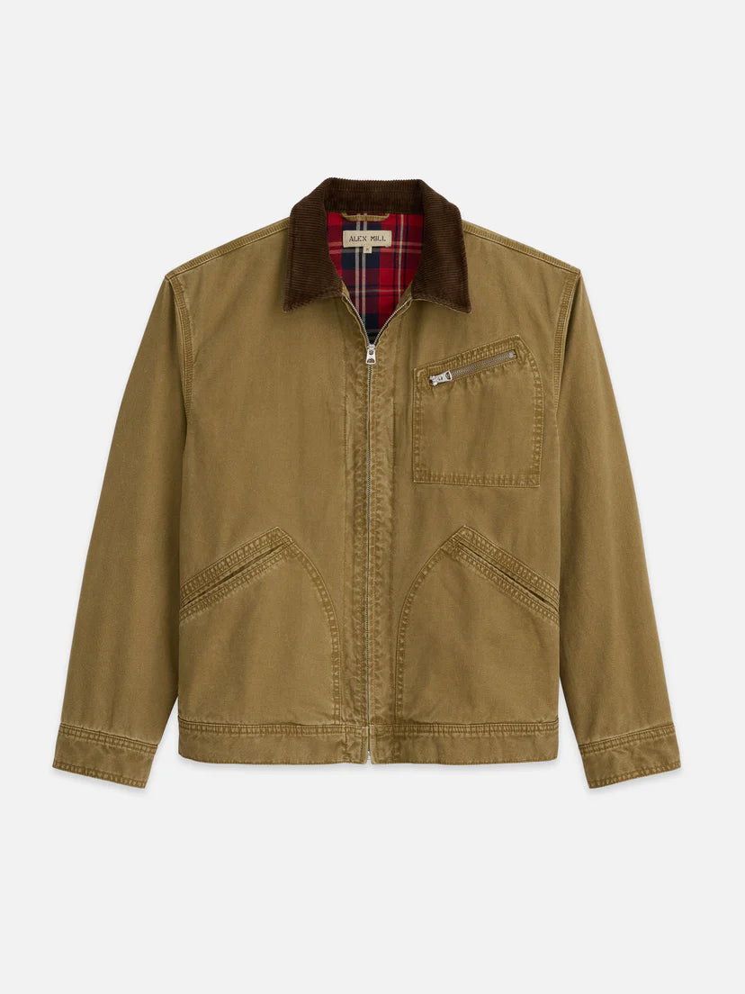 ALEX MILL MILLER ZIP JACKET IN CANVAS in CANVAS — main product view