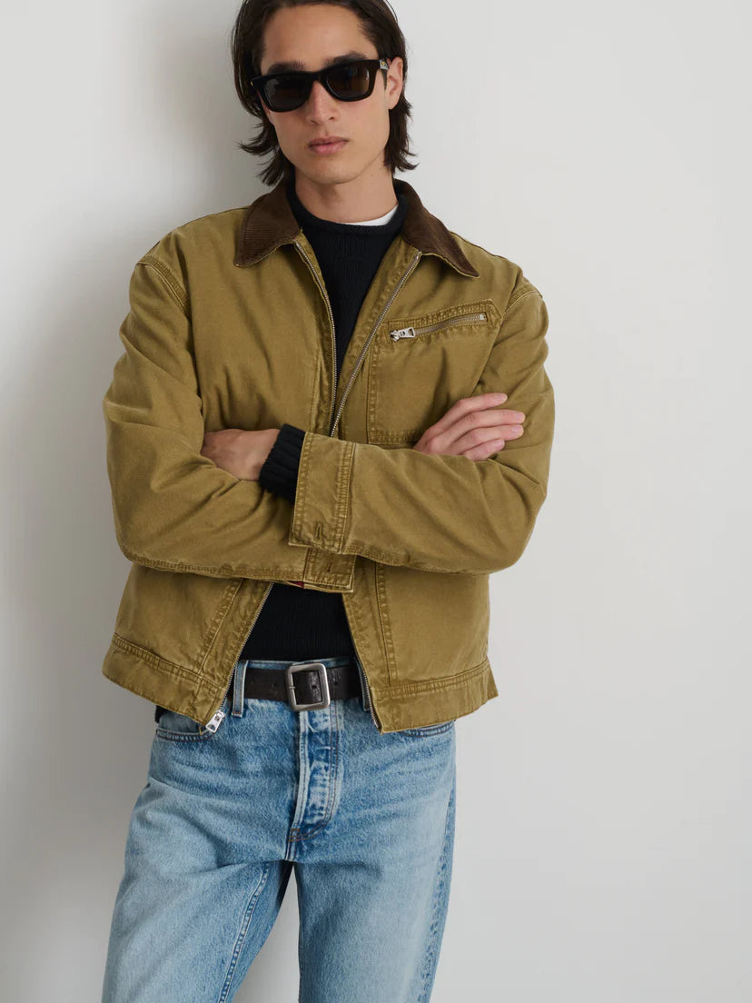 ALEX MILL MILLER ZIP JACKET IN CANVAS in CANVAS — view 3