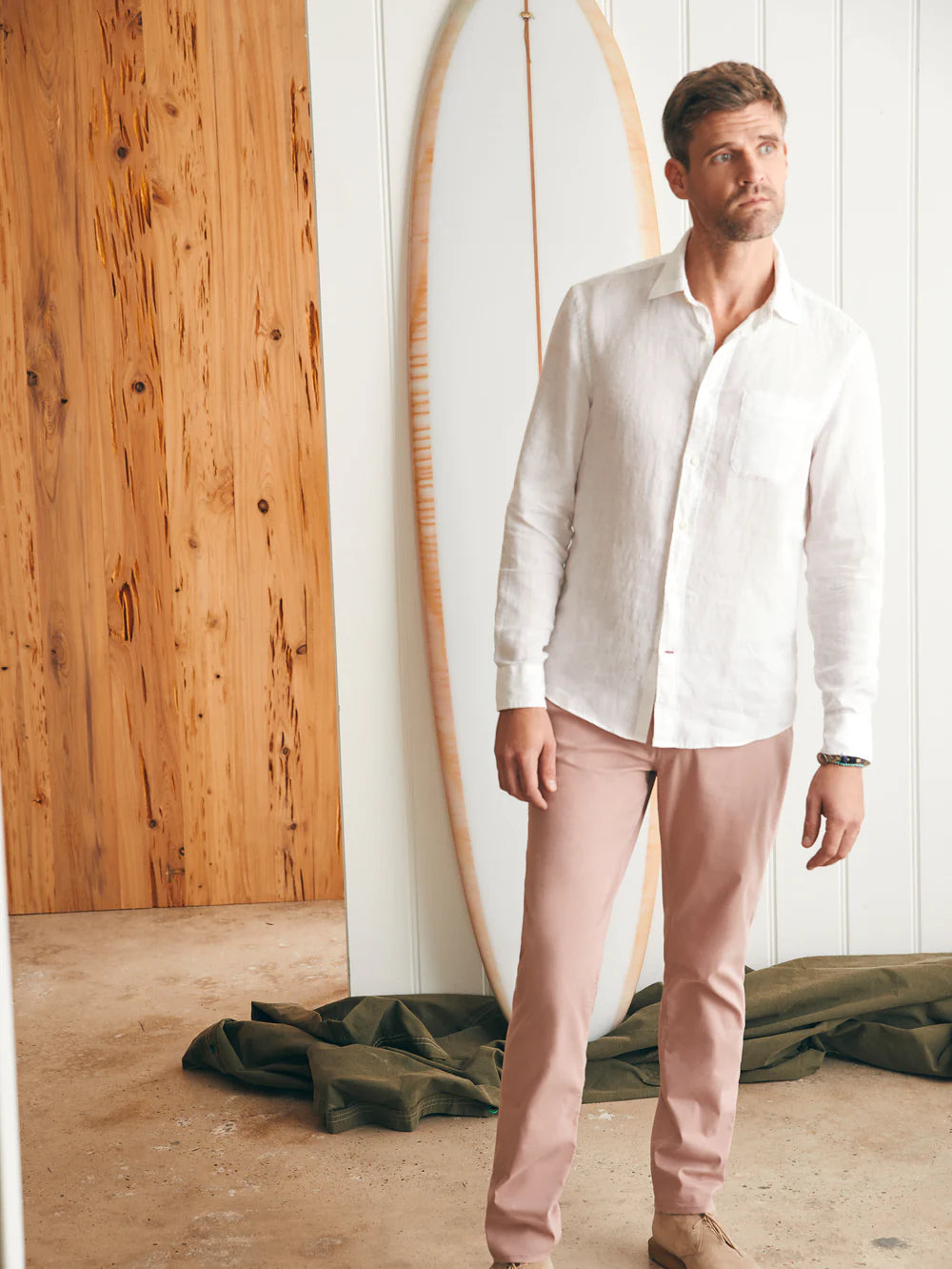 FAHERTY LINEN LAGUNA SHIRT IN WHITE in WHITE — view 4