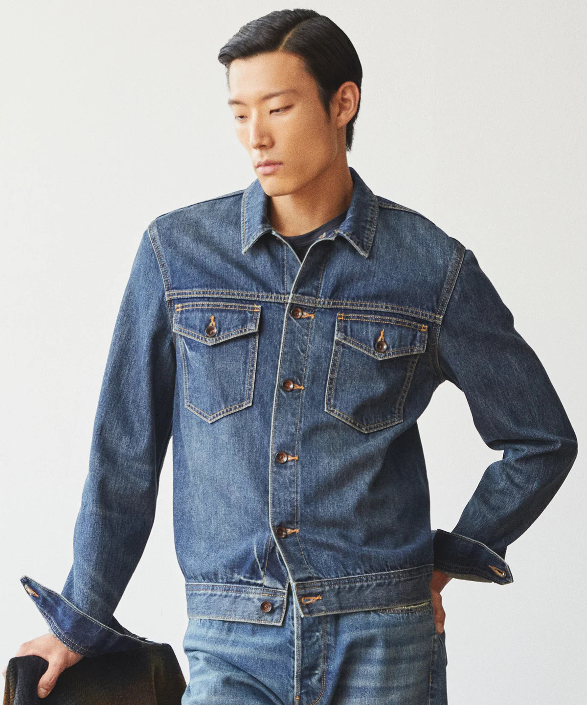 TODD SNYDER SELVEDGE DENIM JACKET IN WORN WASH in WORN WASH — view 2