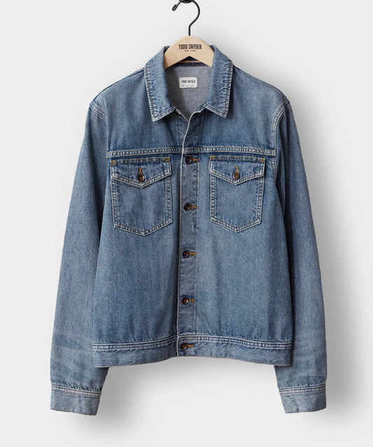 TODD SNYDER SELVEDGE DENIM JACKET IN WORN WASH