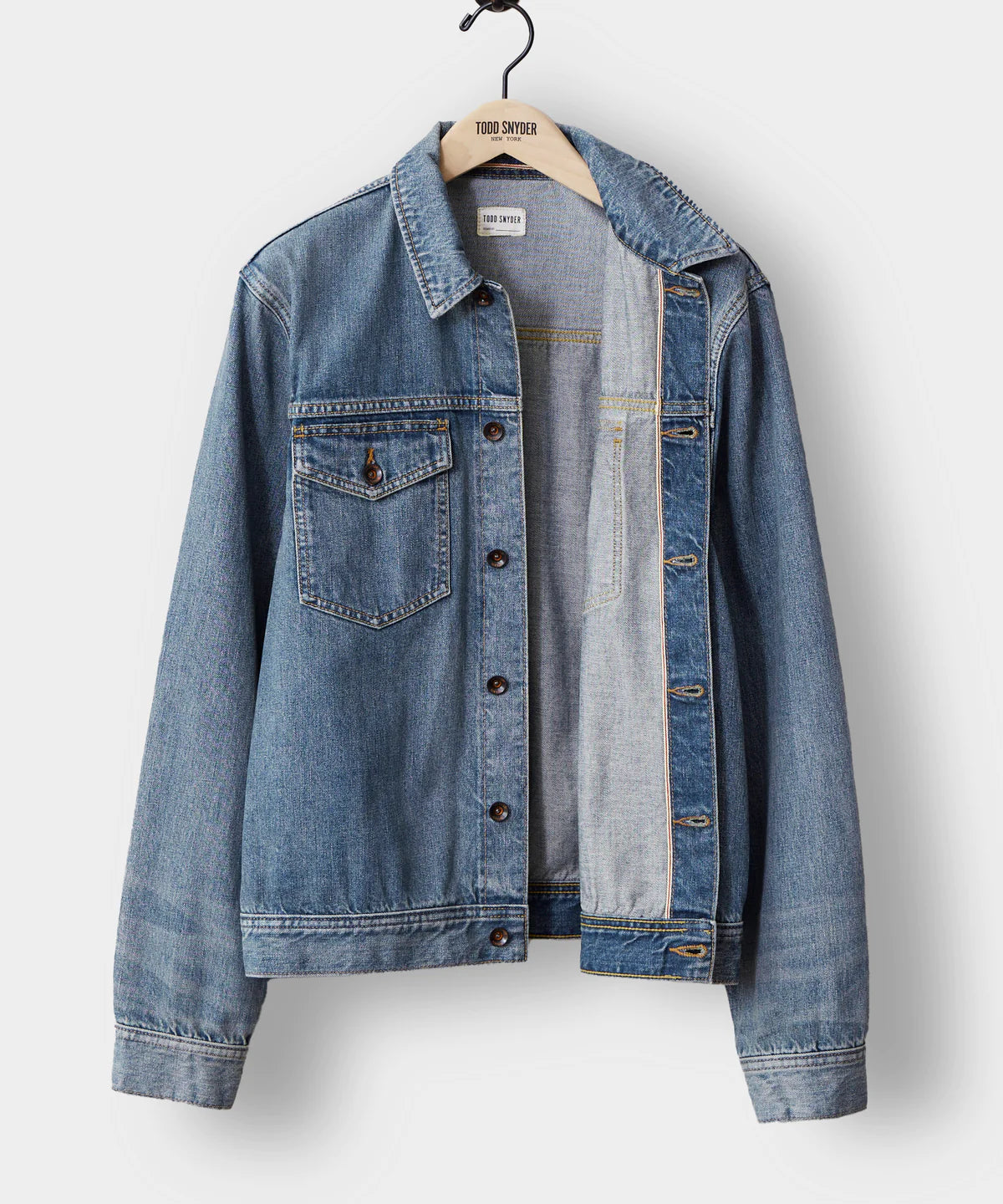 TODD SNYDER SELVEDGE DENIM JACKET IN WORN WASH in WORN WASH — view 3