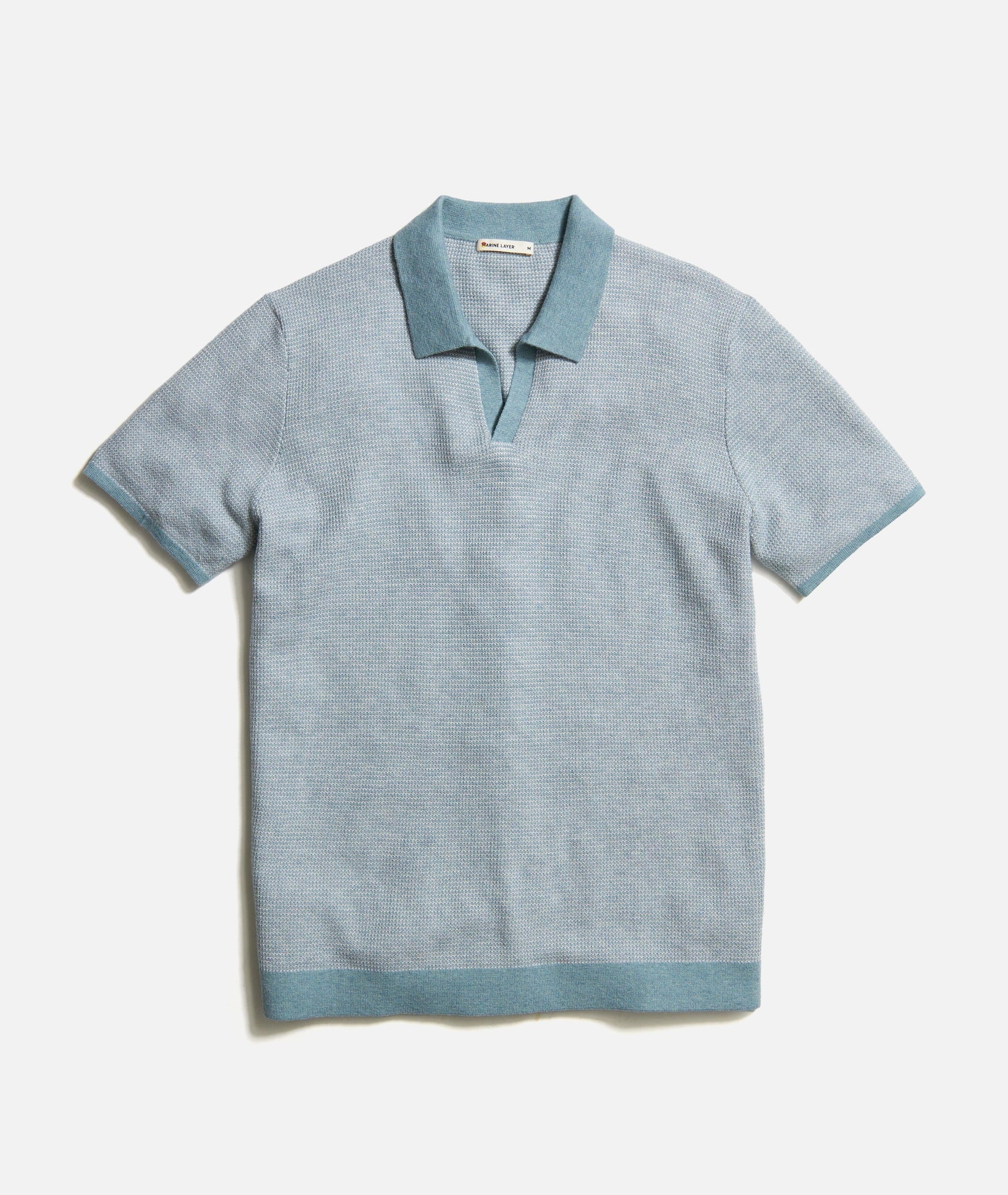 MARINE LAYER LIAM SWEATER POLO IN TOPAZ/VAPOR in TOPAZ/VAPOR — main product view