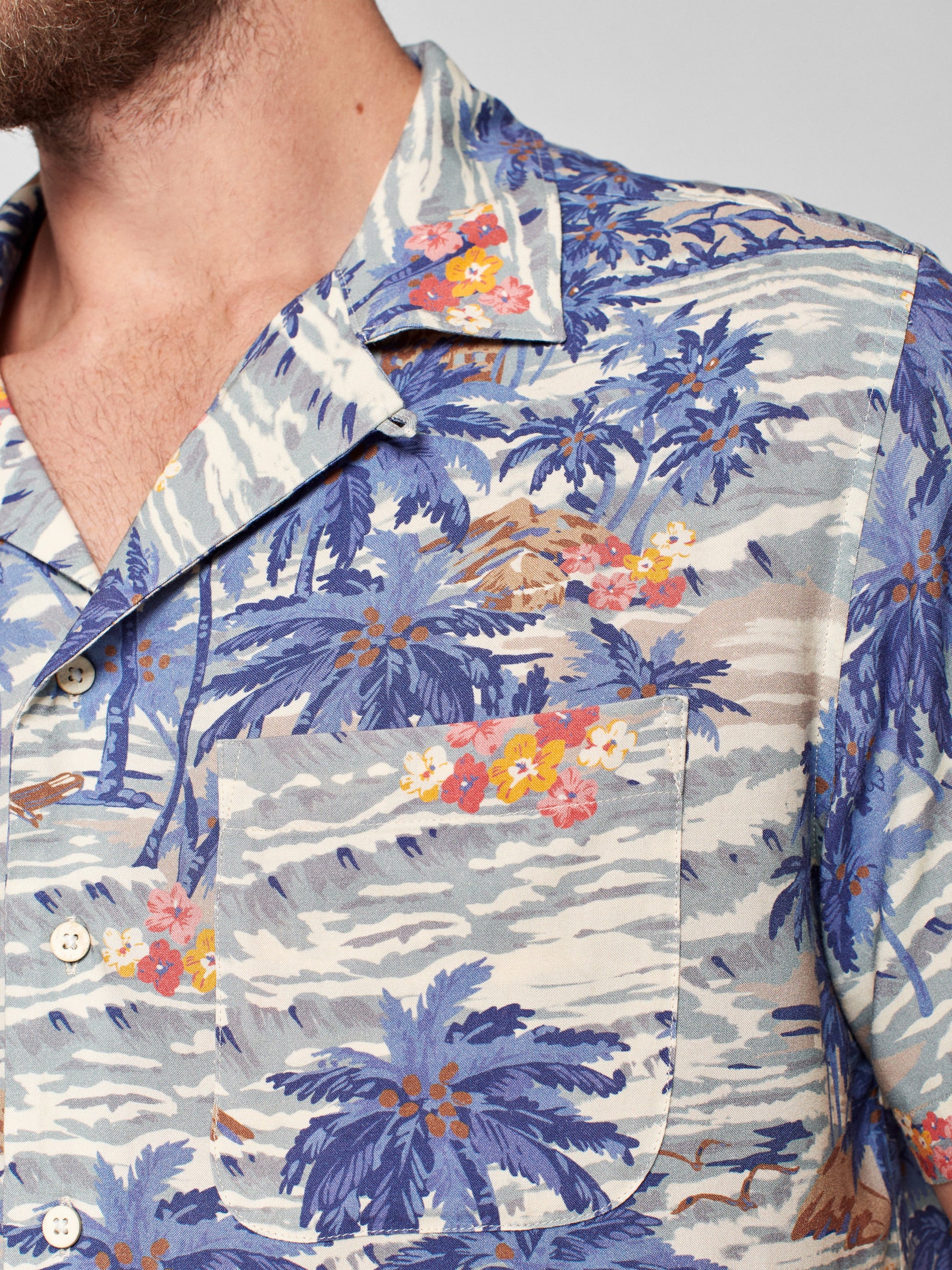 FAHERTY LINEN LAGUNA SHIRT IN SOUTH PACIFIC SWELL in SOUTH PACIFIC SWELL — view 2