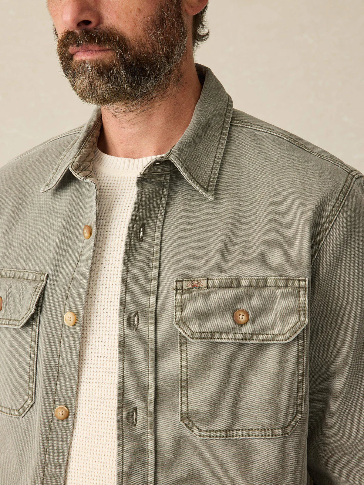 FAHERTY SUNWASHED CANVAS CPO IN ASPEN OLIVE in ASPEN OLIVE — view 2