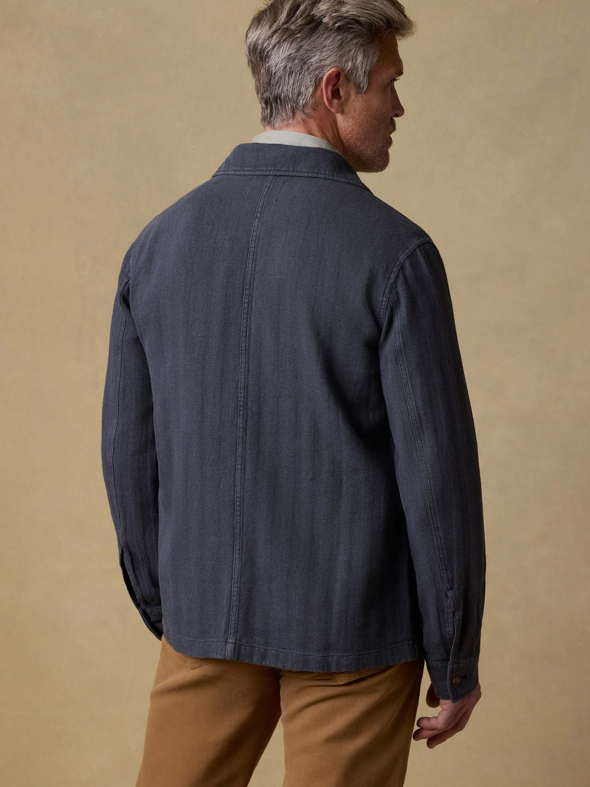FAHERTY HERRINGBONE STUDIO JACKET IN POLAR NIGHT HERRINGBONE