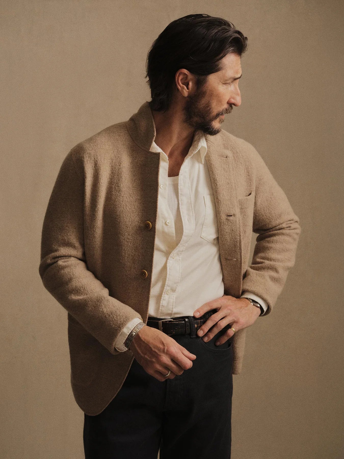 BUCK MASON FELTED CHORE COAT IN HEATHER CAMEL in HEATHER CAMEL — main product view