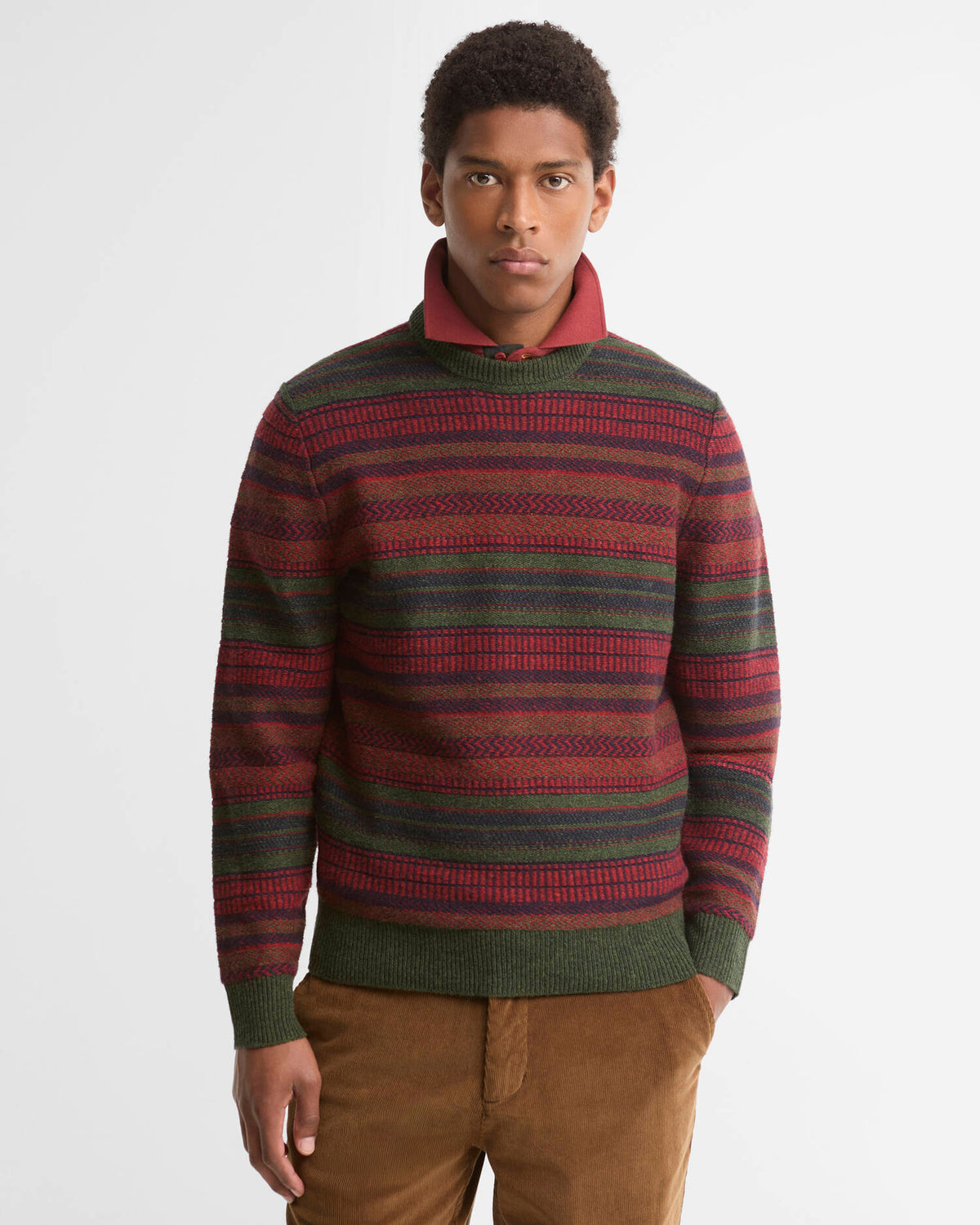 BARBOUR HIGHSTED FAIR ISLE CREW NECK JUMPER - SAGE