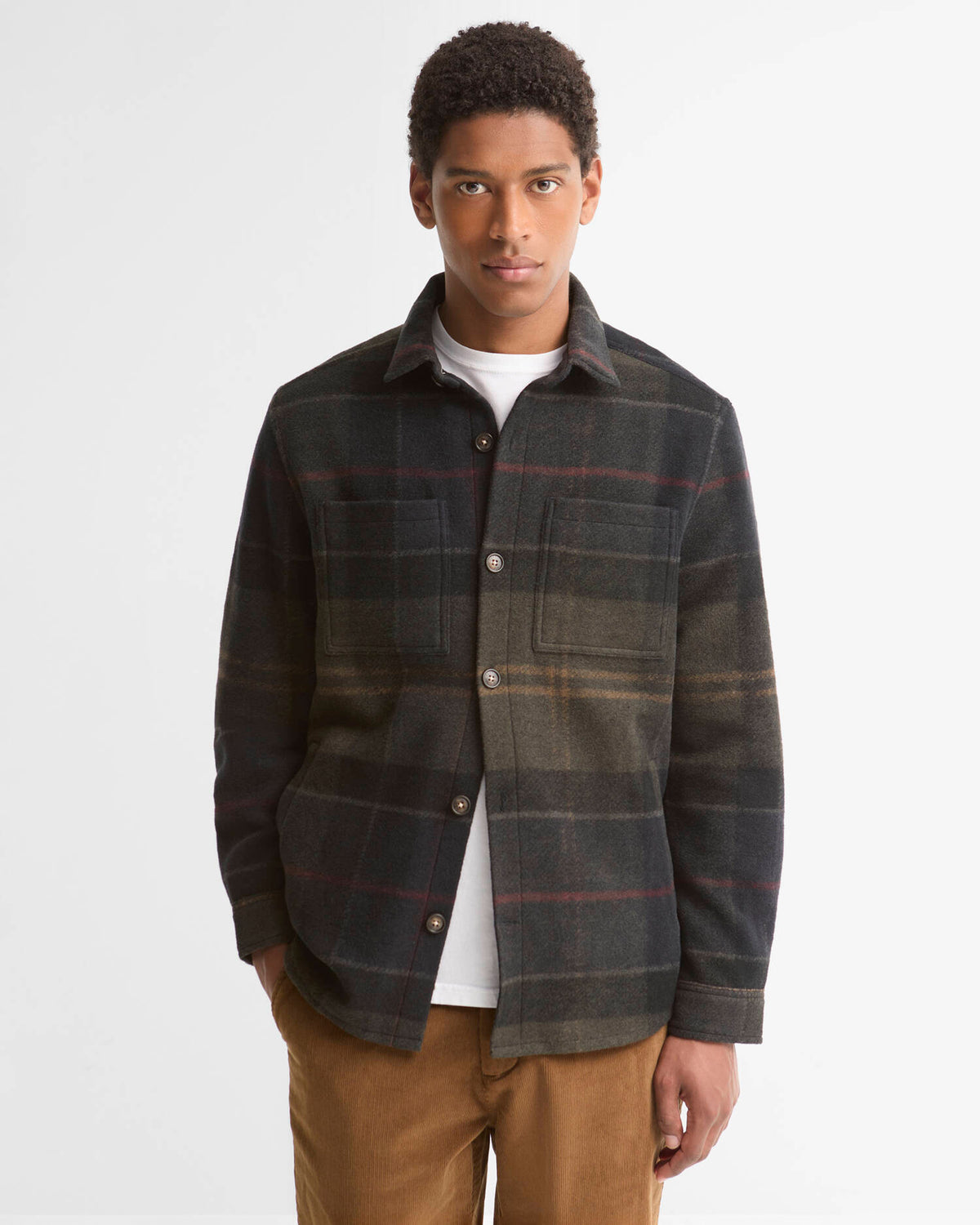 BARBOUR WOODLANE BRUSHED CHECK OVERSHIRT - SHADOW CLASSIC TARTAN