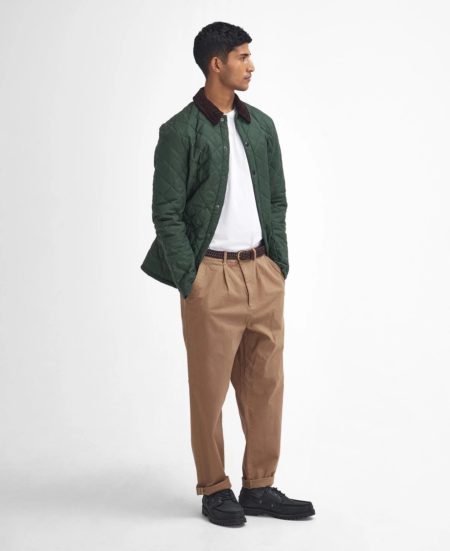BARBOUR HERITAGE LIDDESDALE QUILT JACKET IN RACING GREEN in RACING GREEN — view 2
