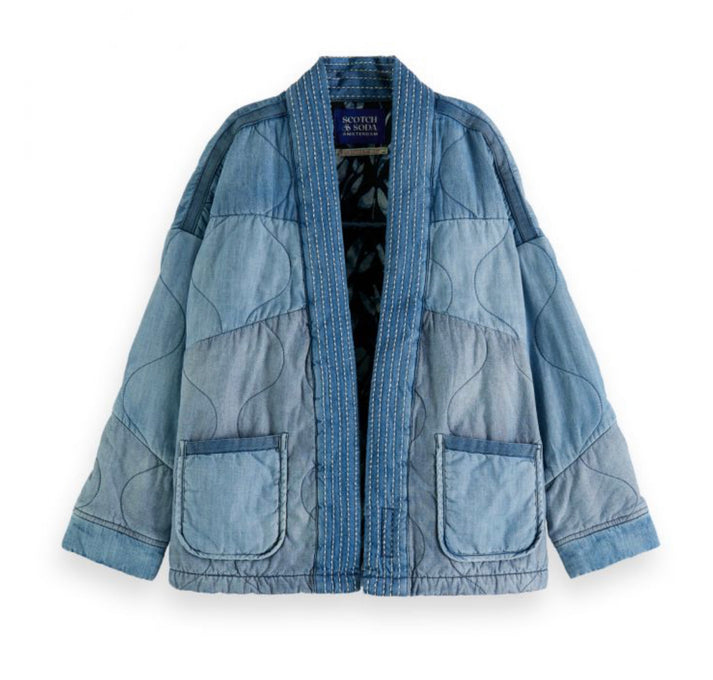 SCOTCH & SODA QUILTED DENIM KIMONO JACKET