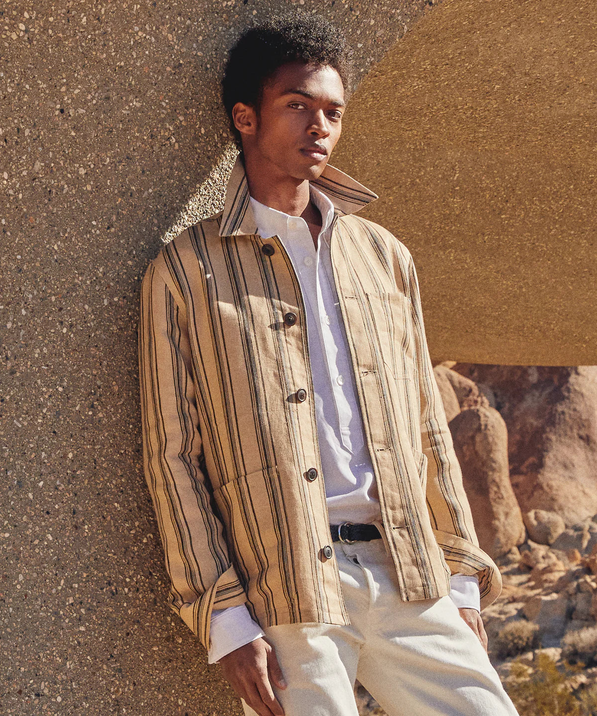 TODD SNYDER ITALIAN LINEN CHORE SHIRT IN STRIPE in STRIPE — view 5