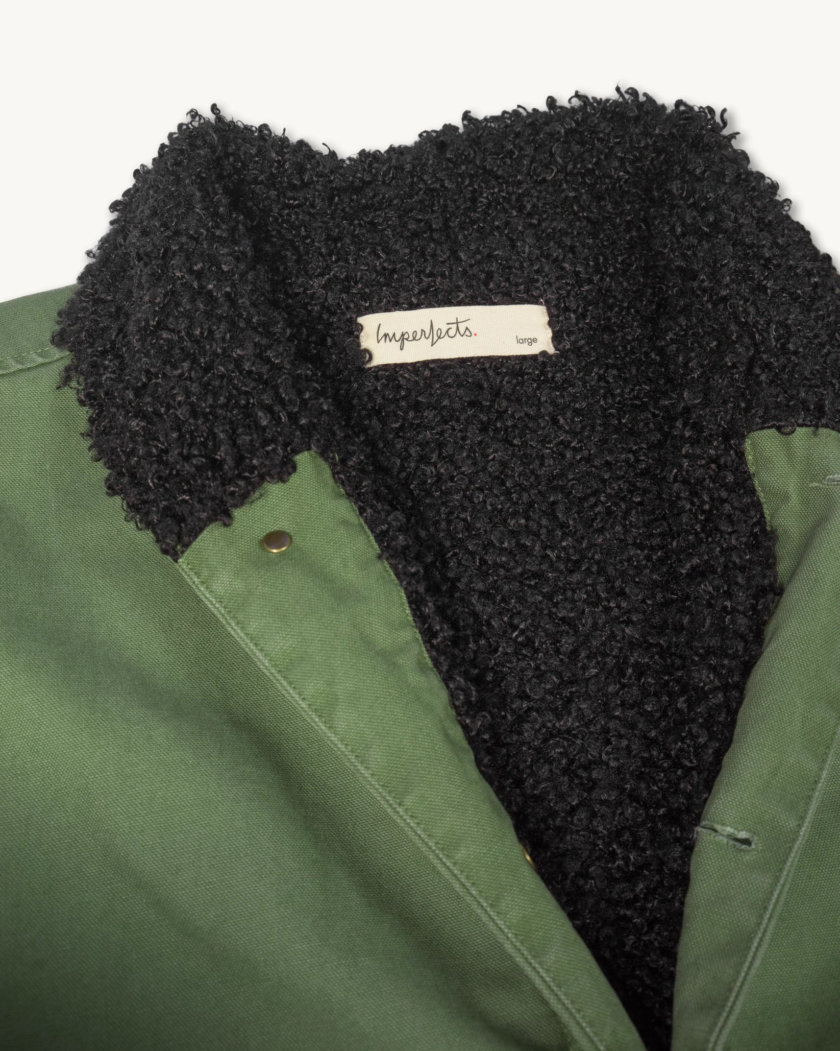 IMPERFECTS SHERPA SHEPHERDS JACKET IN FATIGUE CANVAS in FATIGUE CANVAS — view 3