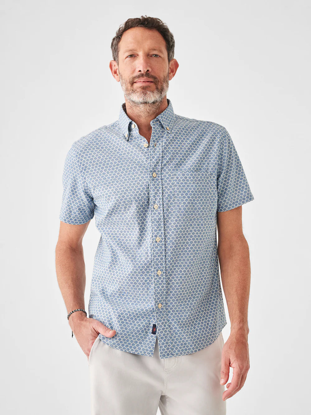 FAHERTY SHORT-SLEEVE PLAYA SHIRT IN FISHSCALE REDUX in FISHSCALE REDUX — view 4