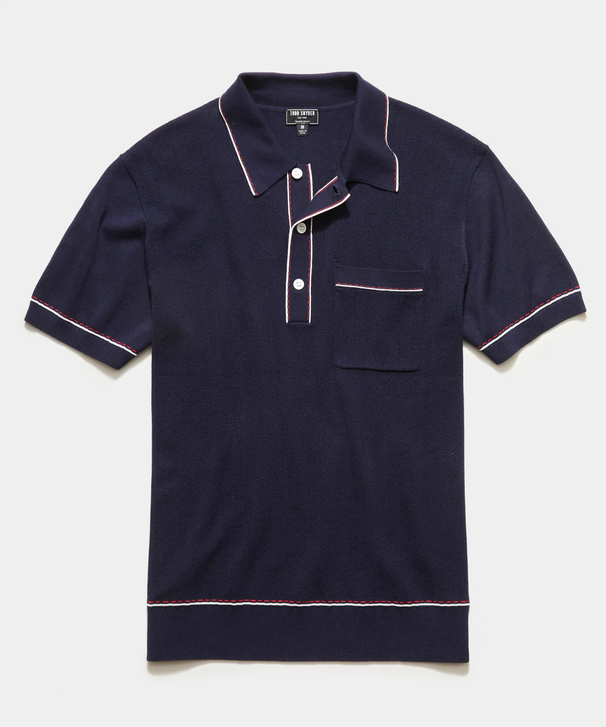 TODD SNYDER ITALIAN COTTON SILK TIPPED RIVIERA SWEATER POLO IN NAVY in NAVY — main product view