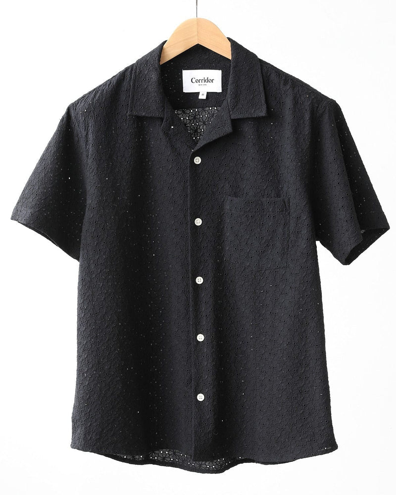 CORRIDOR FLORAL EYELET SS IN BLACK in BLACK — main product view