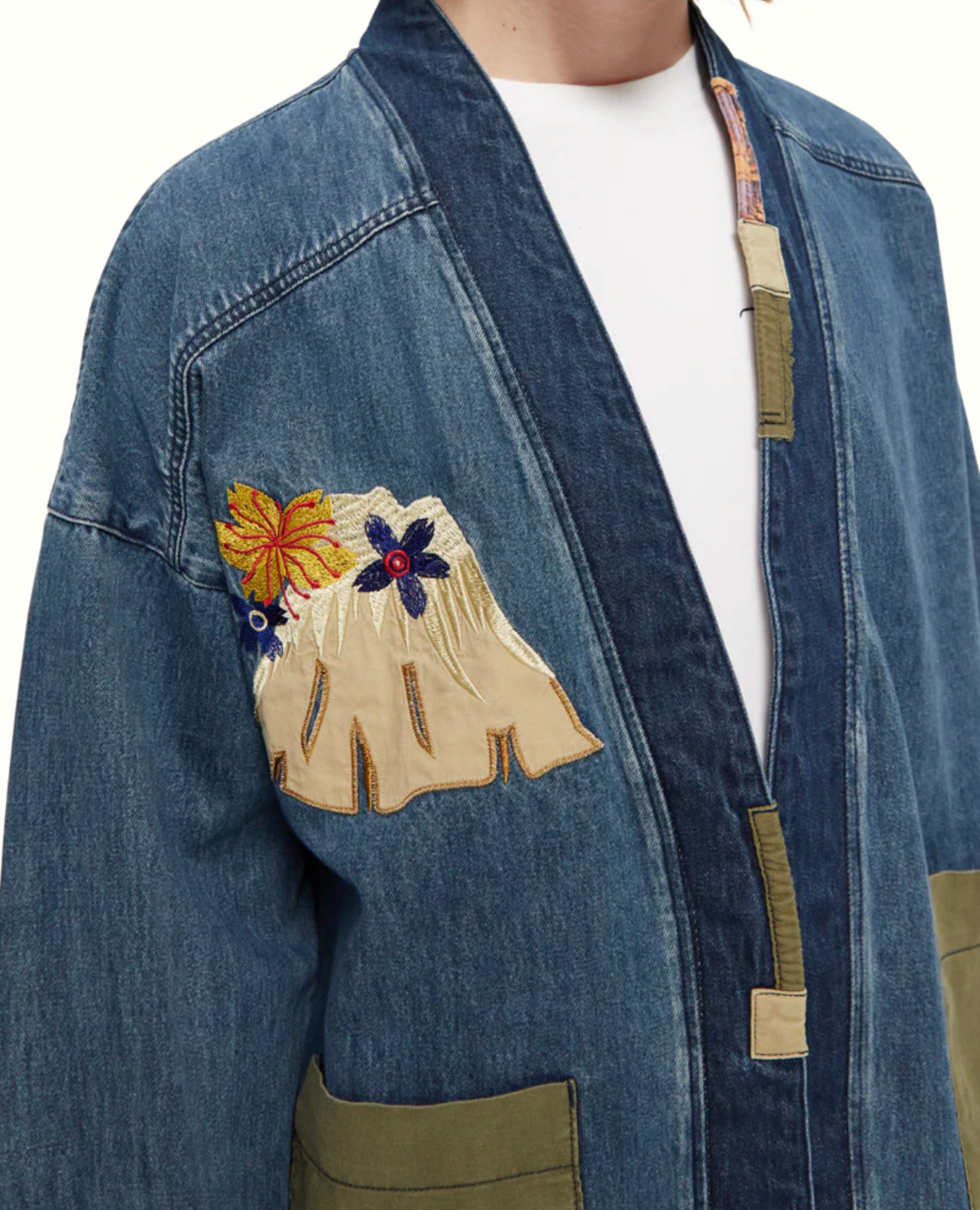 SCOTCH & SODA EMBROIDERED DENIM KIMONO JACKET in See product description — view 3